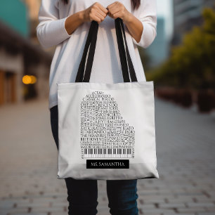 Piano Word Cloud Gift for Piano Teacher Tote Bag
