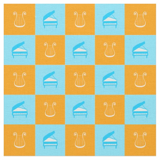 Pianos & Harps Pattern Fabric