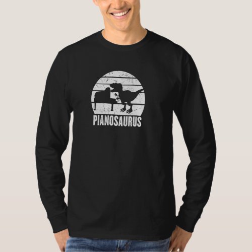 Pianosaurus Dino Playing Piano Grand Concert Instr T_Shirt