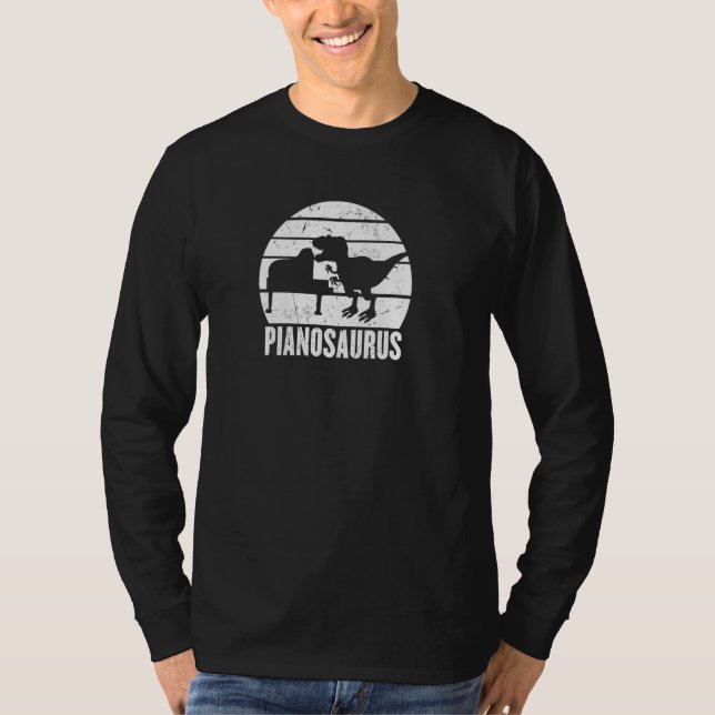 Pianosaurus Dino Playing Piano Grand Concert Instr T-Shirt (Front)
