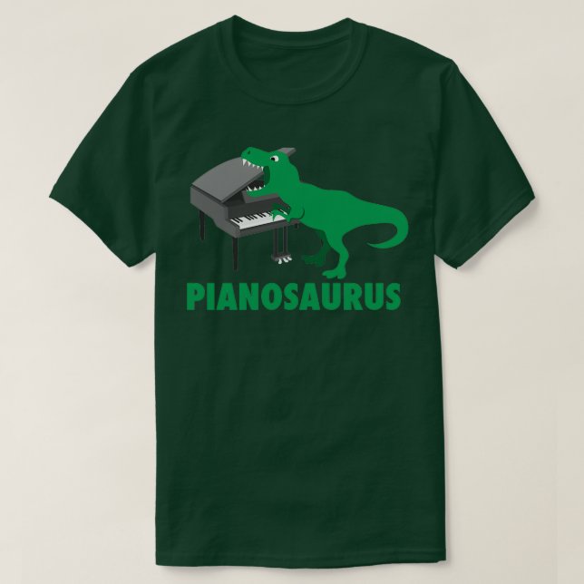 Pianosaurus Piano Art Dinosaur Percussion Music Fu T-Shirt (Design Front)