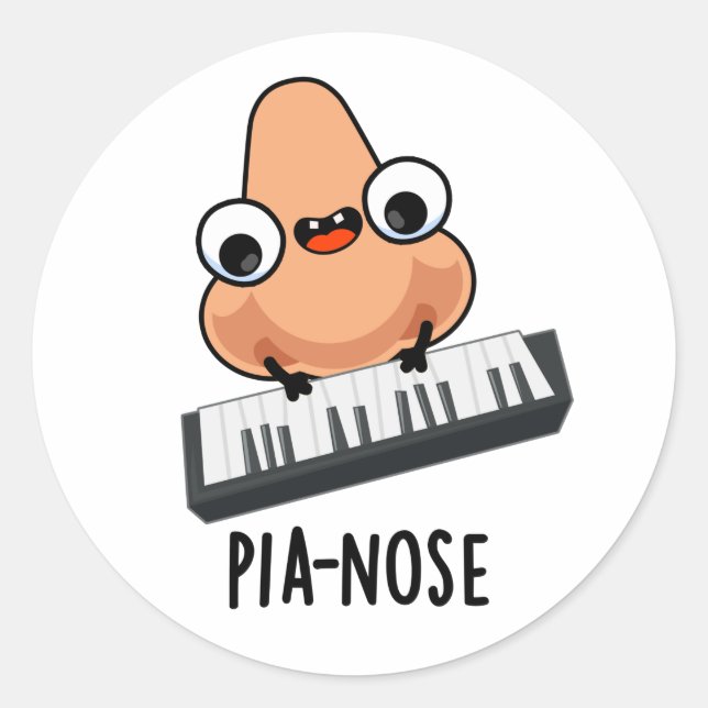 Pianose Funny Piano Nose Pun  Classic Round Sticker (Front)