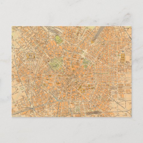 Pianta di Milano _ Map of Milan Italy Postcard