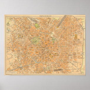 Pianta di Milano - Map of Milan, Italy Poster