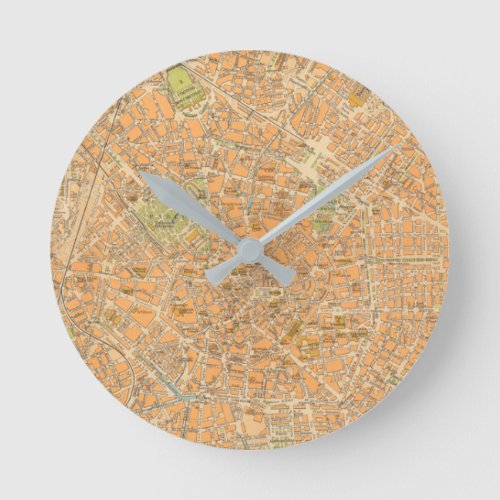 Pianta di Milano _ Map of Milan Italy Round Clock