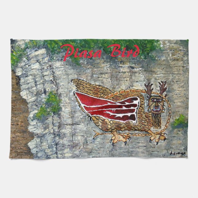 Piasa Bird Illinois Native American Legend Kitchen Towel (Horizontal)