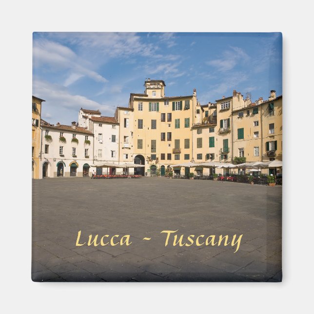 Piazza Anfiteatro square in Lucca - Tuscany, Italy Magnet (Front)