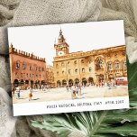 Piazza Bologna Italy Watercolor Italian Travel Postcard<br><div class="desc">If you need any further customization please feel free to email me on yellowfebstudio@gmail.com. or message via Zazzle.</div>