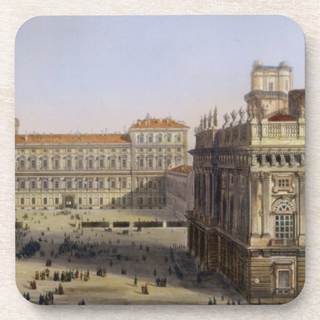 Piazza Castello, Turin, engraved by F. Citterio (c Beverage Coaster (Front)