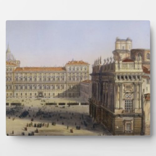 Piazza Castello Turin engraved by F Citterio c Plaque