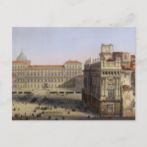 Piazza Castello Turin engraved by F Citterio c Postcard