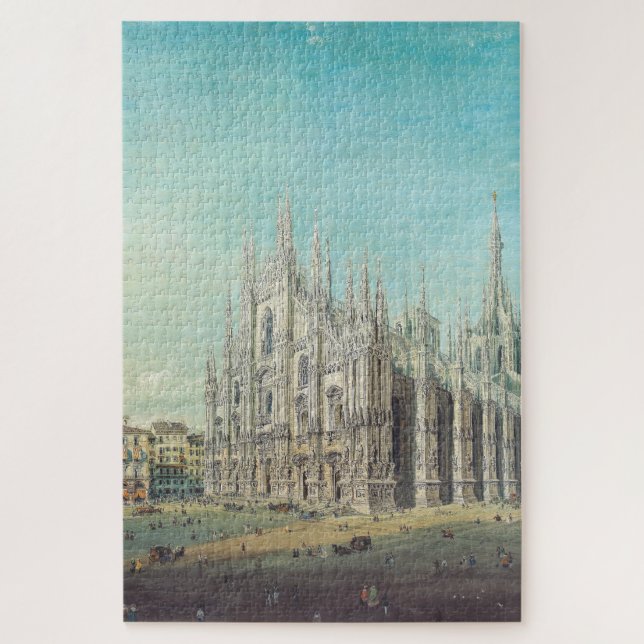 Piazza del Duomo in Milan by Carlo Bossoli   Jigsaw Puzzle (Vertical)