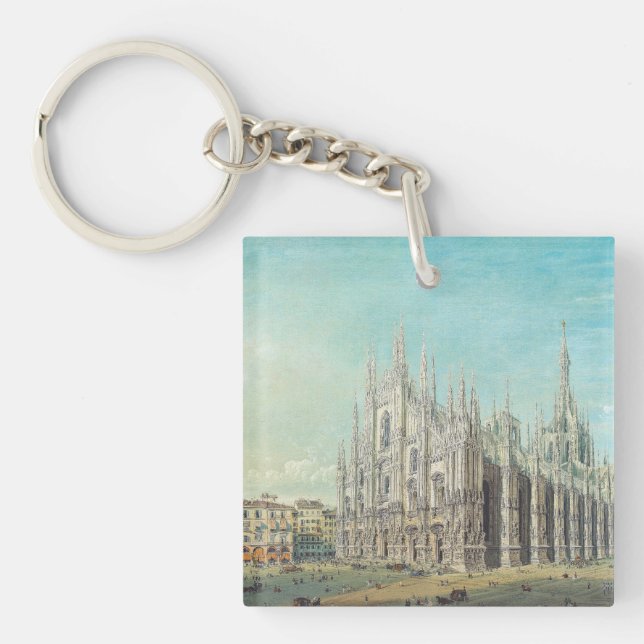 Piazza del Duomo in Milan by Carlo Bossoli   Keychain (Front)