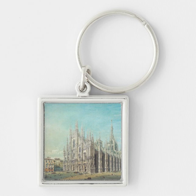 Piazza del Duomo in Milan by Carlo Bossoli   Keychain (Front)