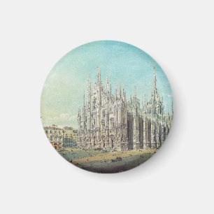Piazza del Duomo in Milan by Carlo Bossoli Magnet