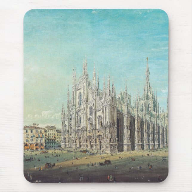 Piazza del Duomo in Milan by Carlo Bossoli   Mouse Pad (Front)