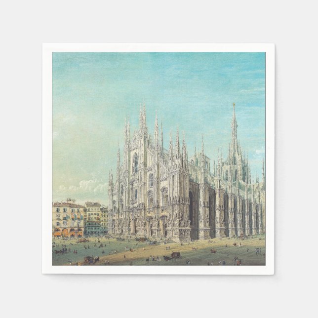 Piazza del Duomo in Milan by Carlo Bossoli   Napkins (Front)