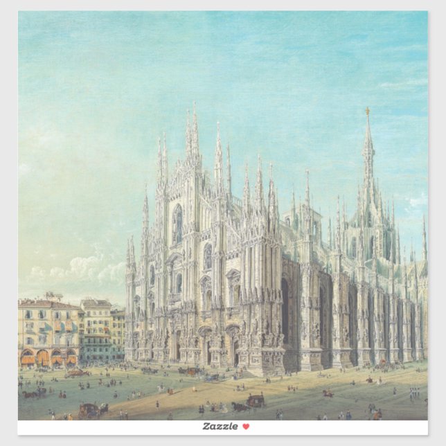 Piazza del Duomo in Milan by Carlo Bossoli   Sticker (Sheet)