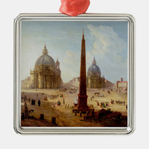 Piazza del Popolo, Rome (oil on canvas) Metal Ornament