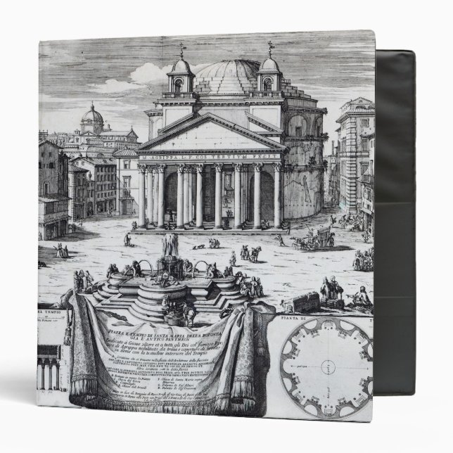Piazza della Rotonda with a view of Pantheon 3 Ring Binder (Front/Inside)
