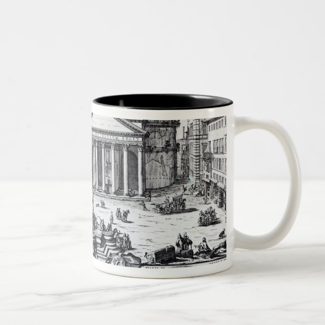 Piazza della Rotonda with a view of Pantheon Two-Tone Coffee Mug (Right)