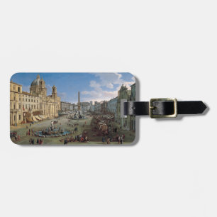 Piazza Navona, Rome art custom luggage tag