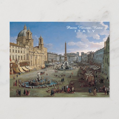 Piazza Navona Rome art custom postcard
