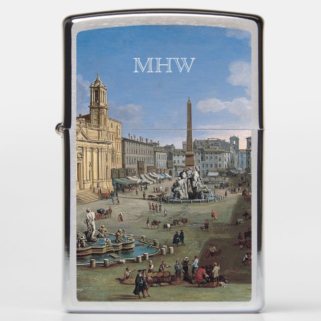 Piazza Navona, Rome custom monogram lighter (Front)