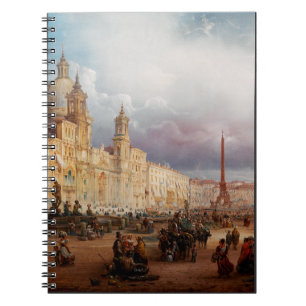 Piazza Navona Rome Market 1850s Art Notebook