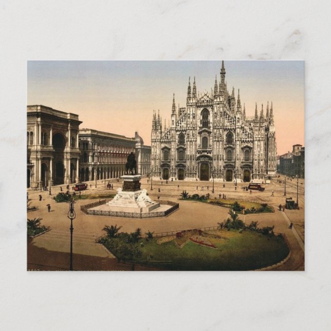 Piazza of the cathedral, Milan, Italy classic Phot Postcard (Front)