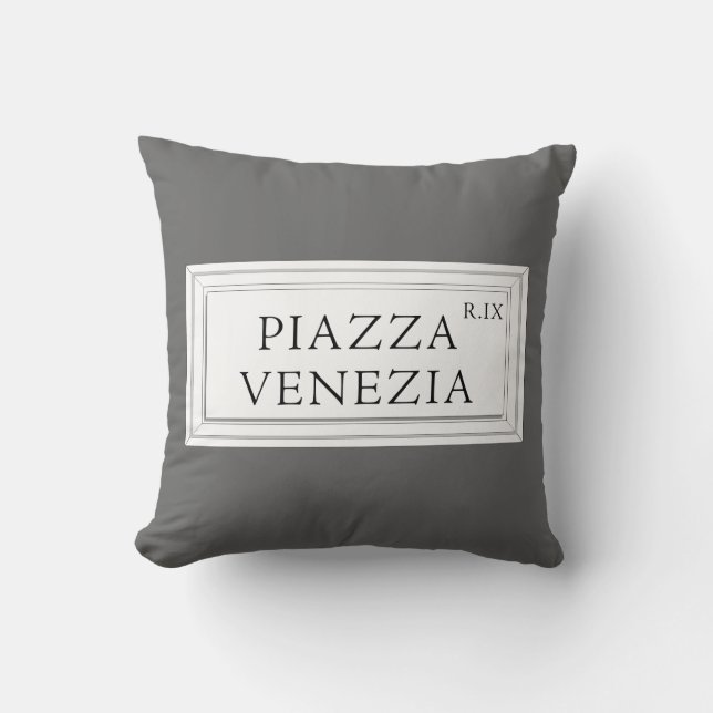 Piazza Venezia, Rome Street Sign Throw Pillow (Front)
