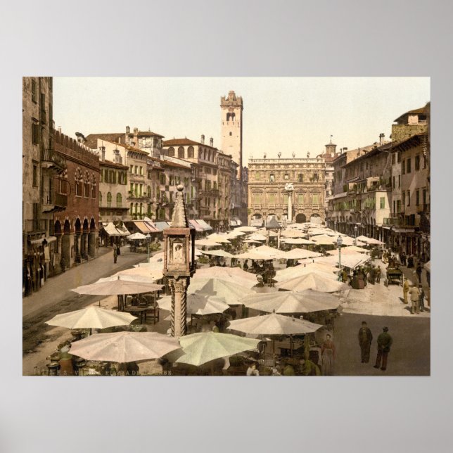 Piazzi delle Erbe, Verona, Italy Poster (Front)