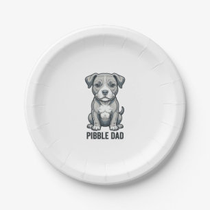 Pibble Dad Vintage Engraving Dog Shirt Design_1 Paper Plates