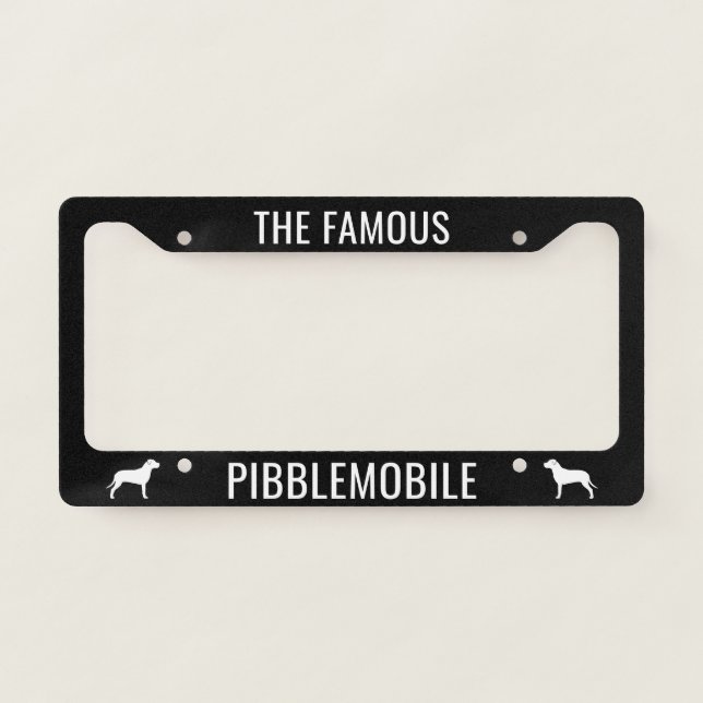 PIBBLEMOBILE - Pit Bull Dog Silhouettes Custom License Plate Frame (Front)