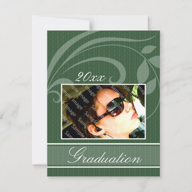 Pic Green Open House Party Graduation Invitations (Front)
