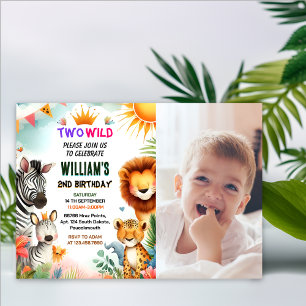 pic zoo zebra safari In Two The Wild 2nd Birthday Invitation