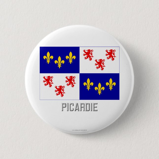 Picardie flag with name pinback button (Front)