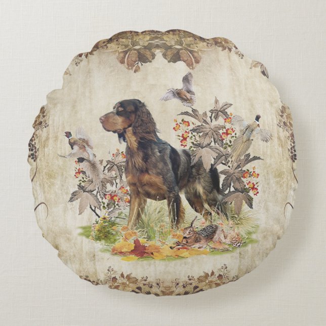 Picardy Spaniel , Bird hunting    Round Pillow (Front)