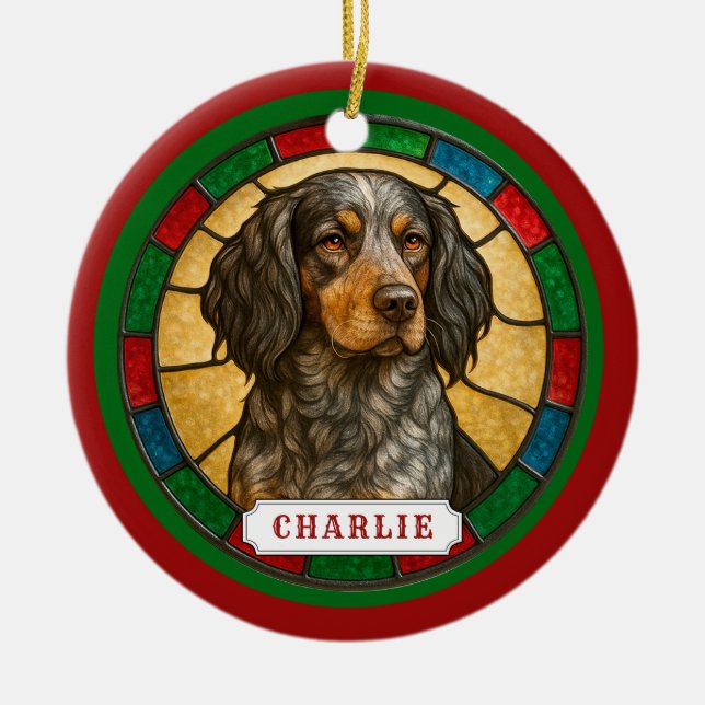Picardy Spaniel Dog Ceramic Circle Ornament (Front)