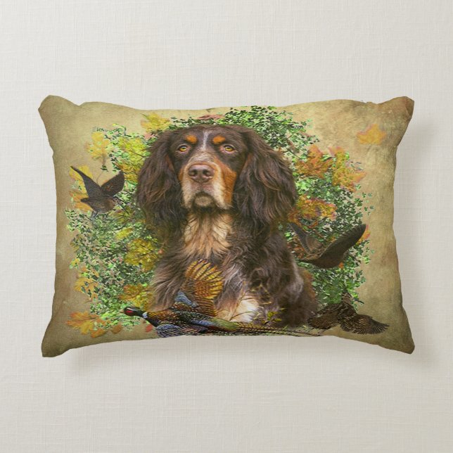 Picardy Spaniel , Hunting season  Accent Pillow (Front)