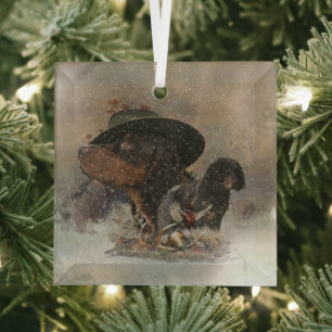 Picardy Spaniel , Hunting season Glass Ornament