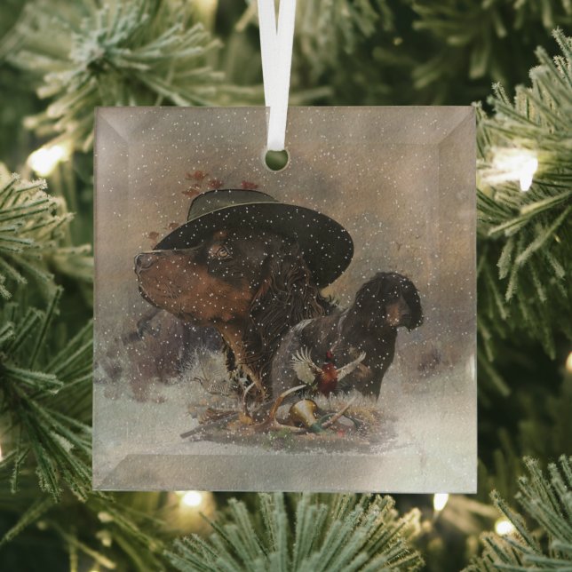Picardy Spaniel , Hunting season   Glass Ornament (Insitu)
