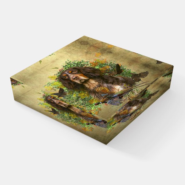 Picardy Spaniel , Hunting season Paperweight (Angled)