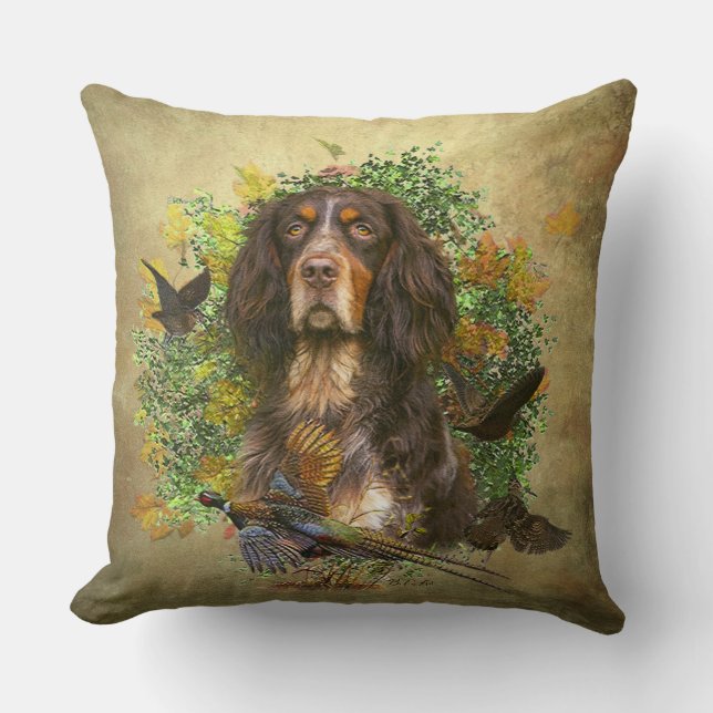 Picardy Spaniel , Hunting season  Throw Pillow (Front)