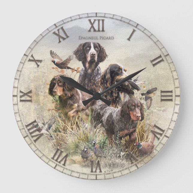 Picardy Spaniel Large Clock (Front)