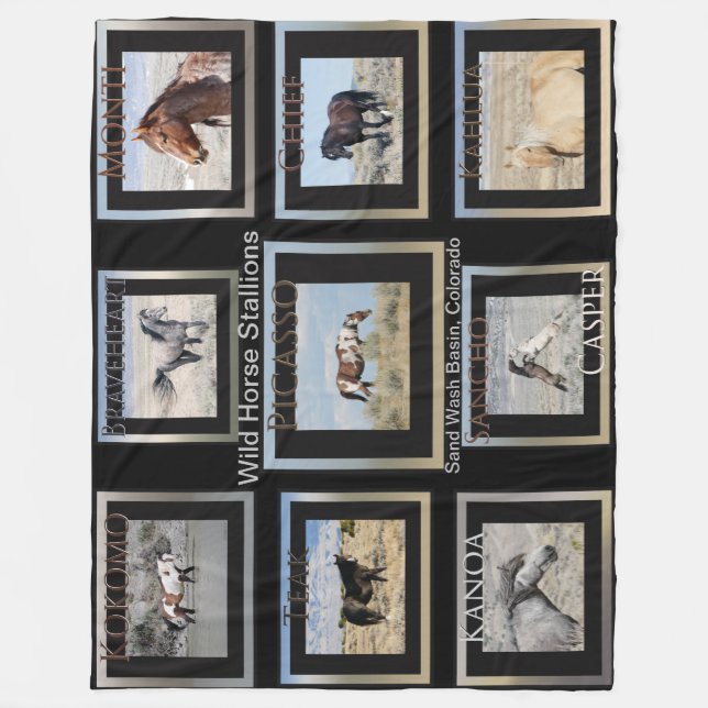 Picasso and Wild Horse Stallions Fleece Blanket (Front)