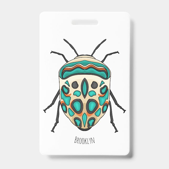 Picasso bug cartoon illustration badge (Front)