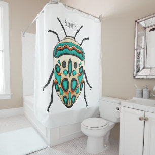 Picasso bug cartoon illustration  shower curtain