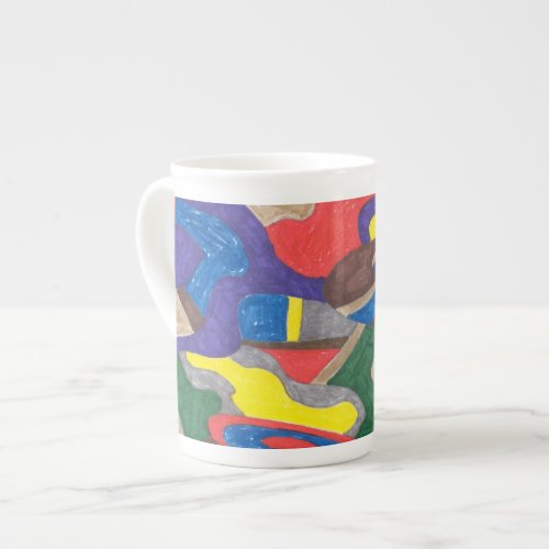 Picasso Cat Abstract Art Bone China Mug