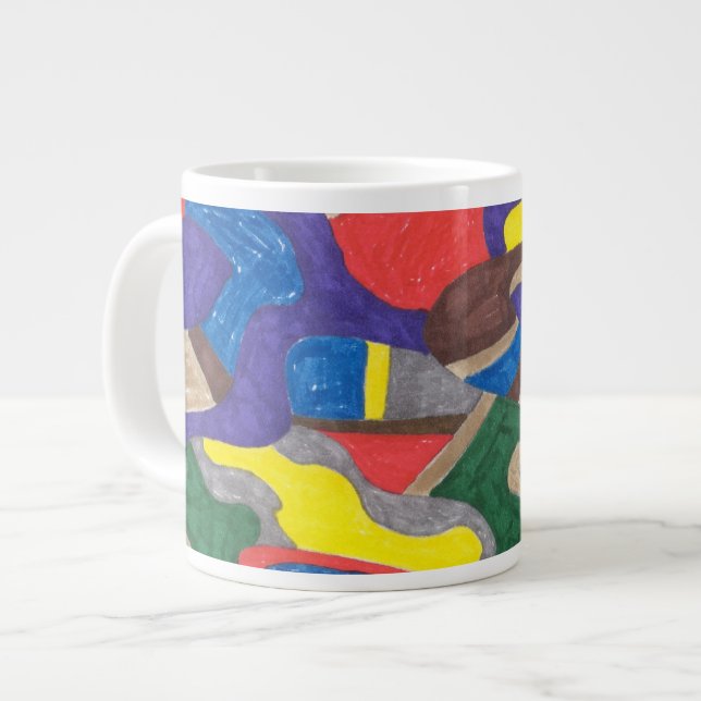 "Picasso Cat" Abstract Art Giant Coffee Mug (Front Left)